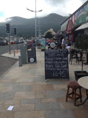 Image shows A Boards obstructing the pavement on Main Street, Newcastle.